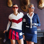 Laden Sie das Bild in den Galerie-Viewer, Barbara Skirt Dark Navy Wine Red Stripes - PAR 69
